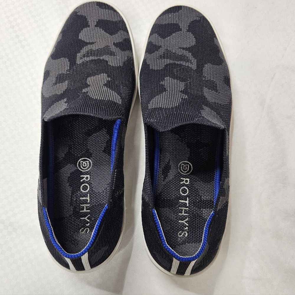 Rothy's Original Slip On Shoe - Size 10 Gray Camo Loafer Sustainable Washable